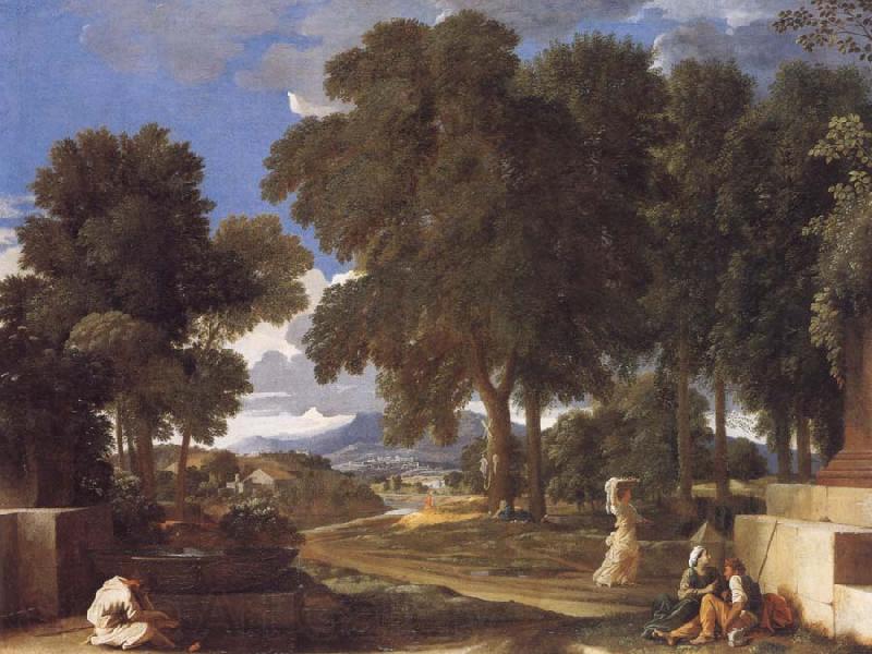 Nicolas Poussin Landscape with a Man Washing His Feet at a Fountain